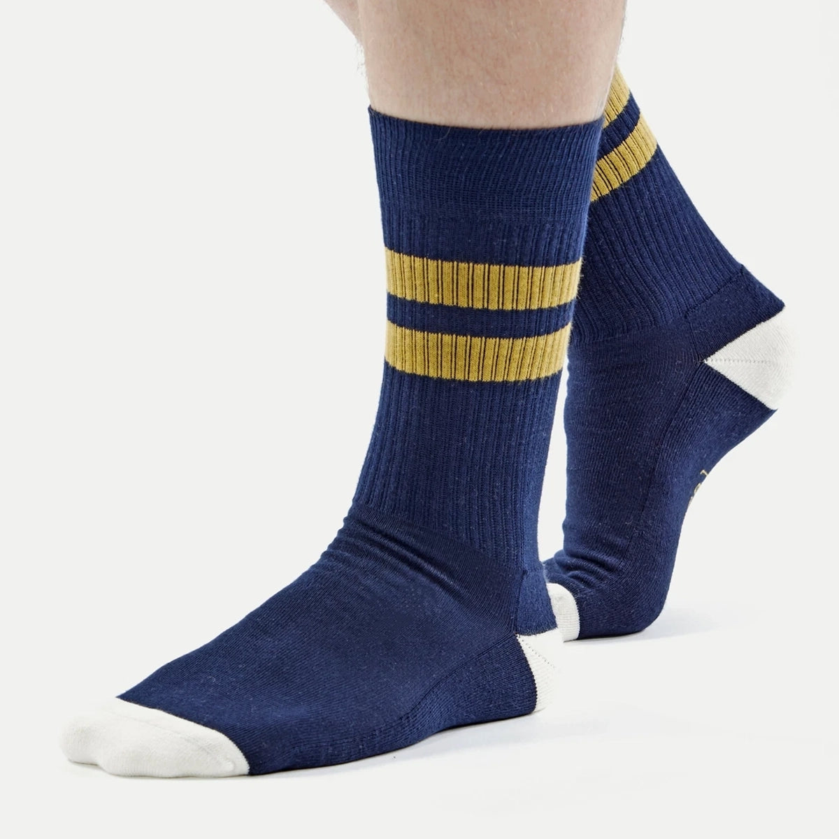 Sport Sock - Navy/Yellow Cotton Rib
