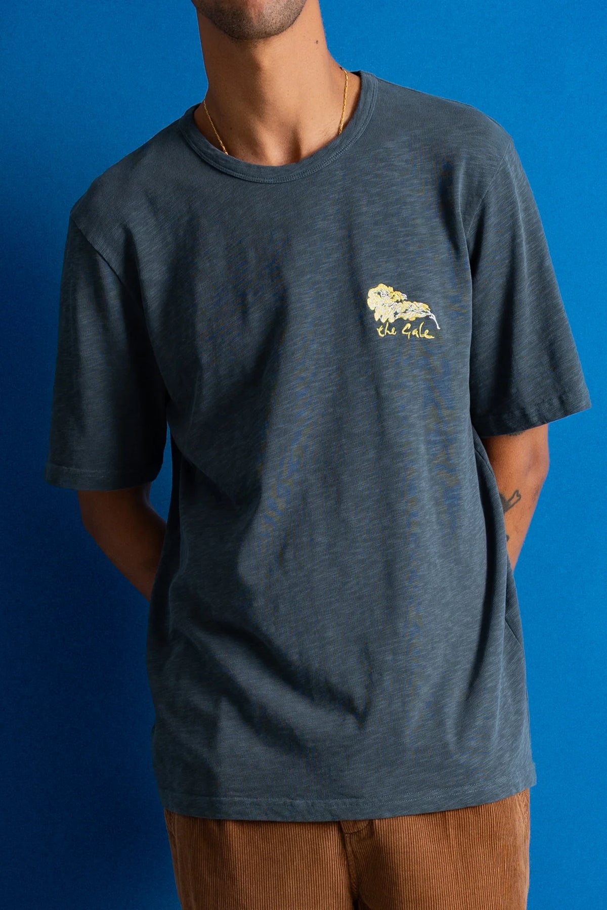Slub Embroidered T-Shirt - Gale Tree | Folk x Goss Brothers