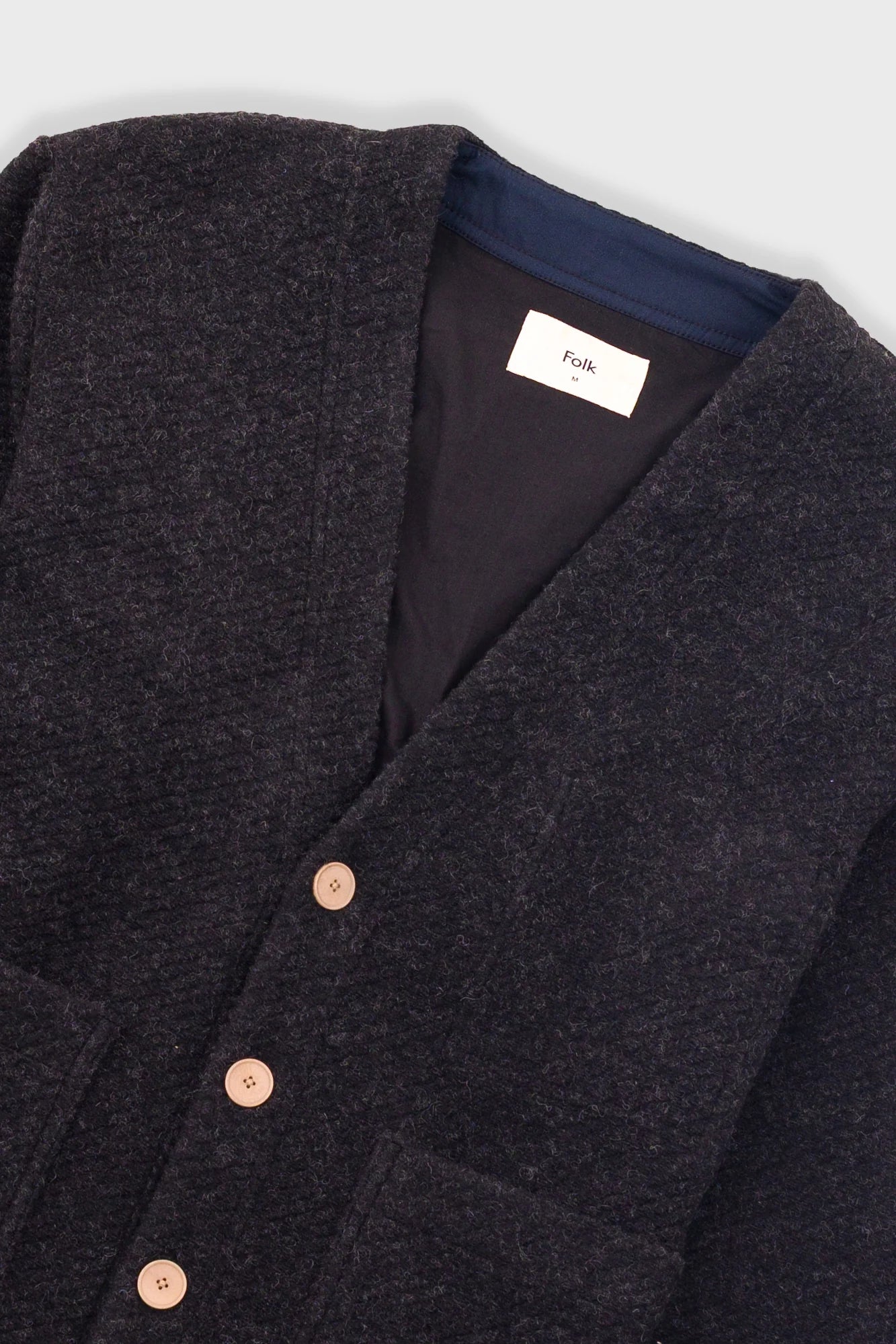 Pocket Cardigan - Charcoal Wool Twill