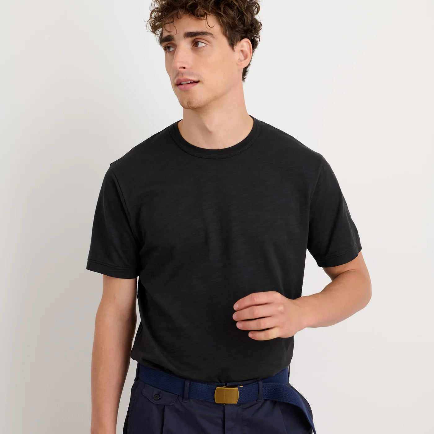 Slub Cotton T-Shirt - Black