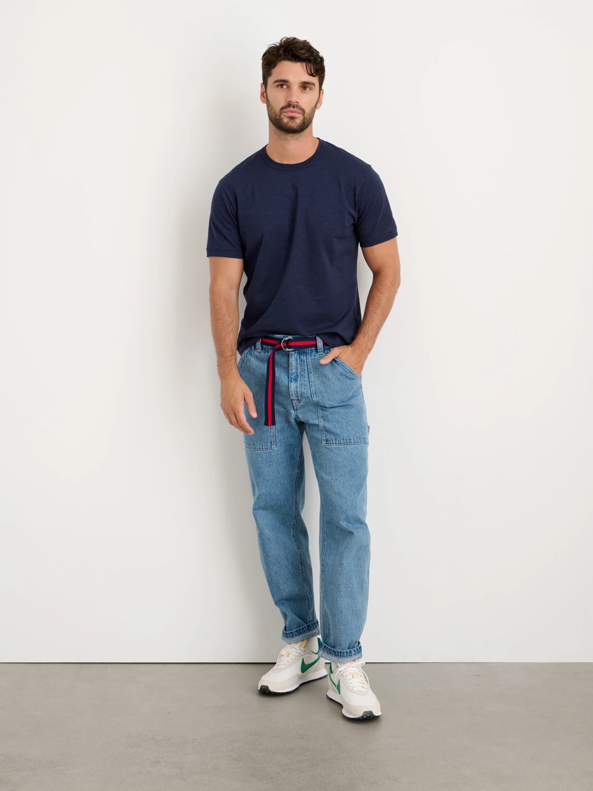 Slub Cotton T-Shirt - Navy
