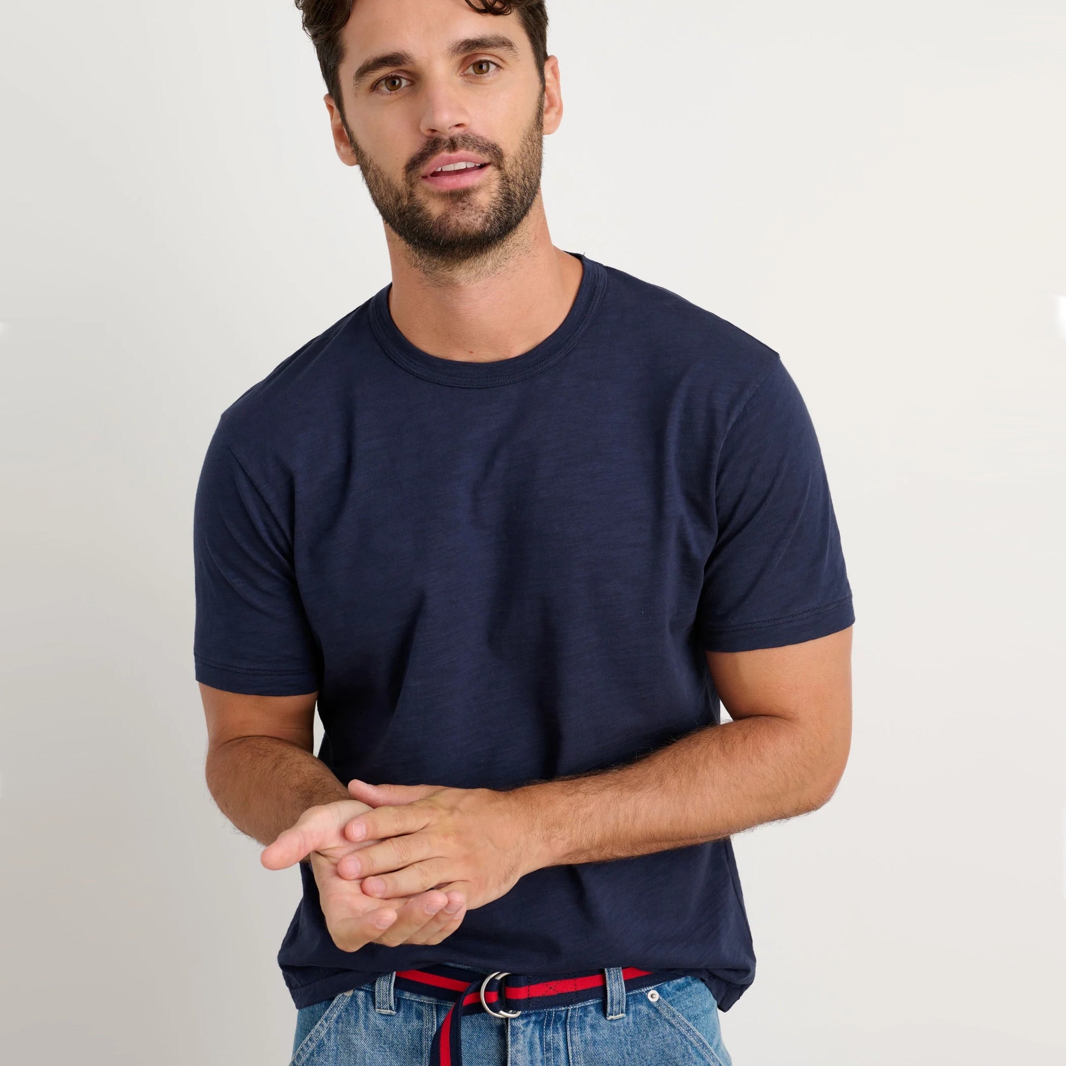 Slub Cotton T-Shirt - Navy