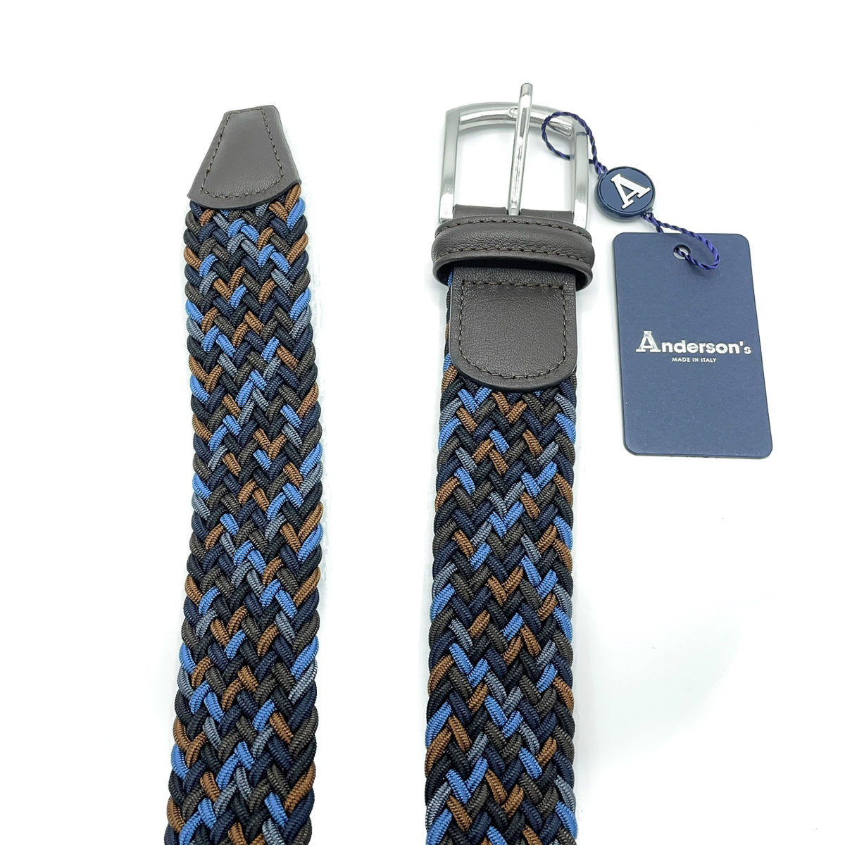 Belt - Brown/Blue/Black Woven Elasticated
