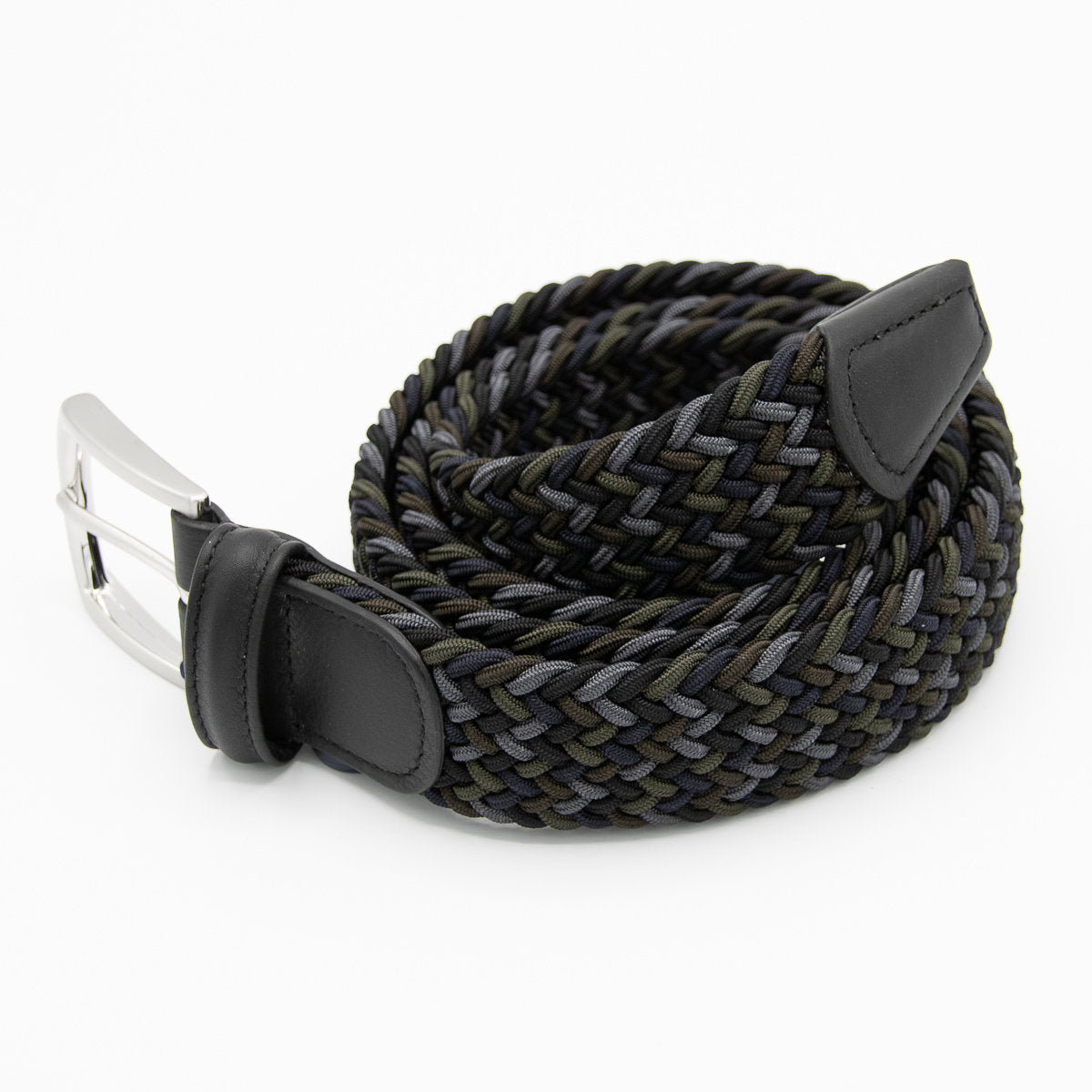 Belt - Grey/Navy/Olive Woven Elasticated