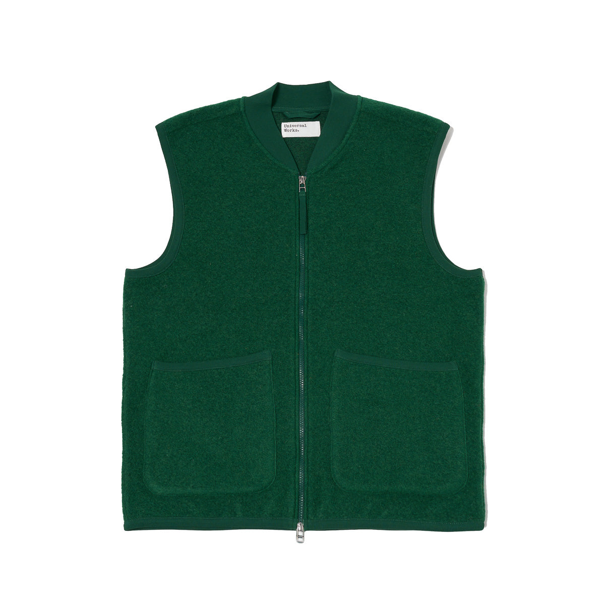 Zip Waistcoat - Green Wool Fleece