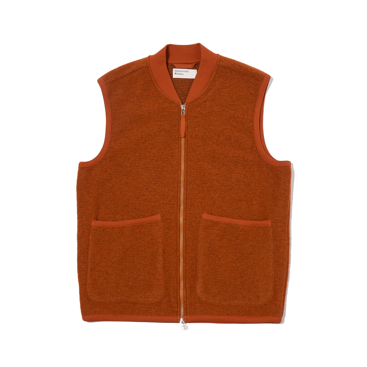 Zip Waistcoat - Rust Wool Fleece