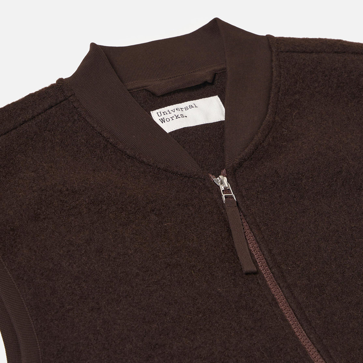 Zip Waistcoat - Brown Wool Fleece