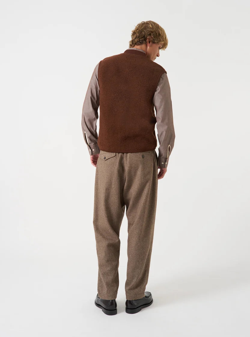 Zip Waistcoat - Cacao Wool Fleece
