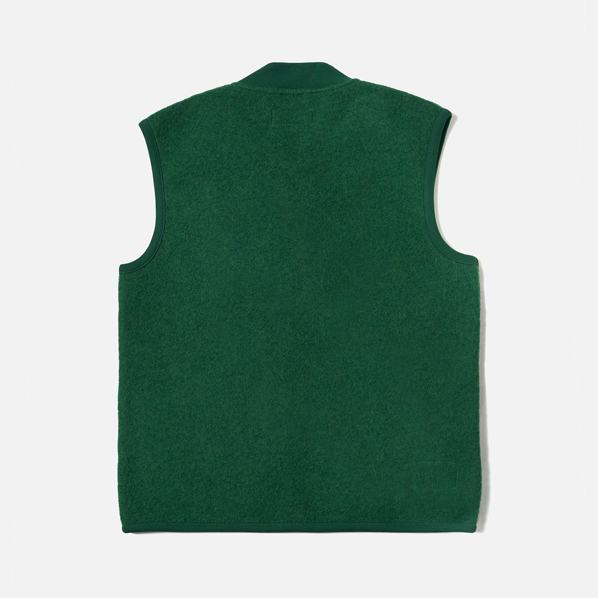 Zip Waistcoat - Green Wool Fleece