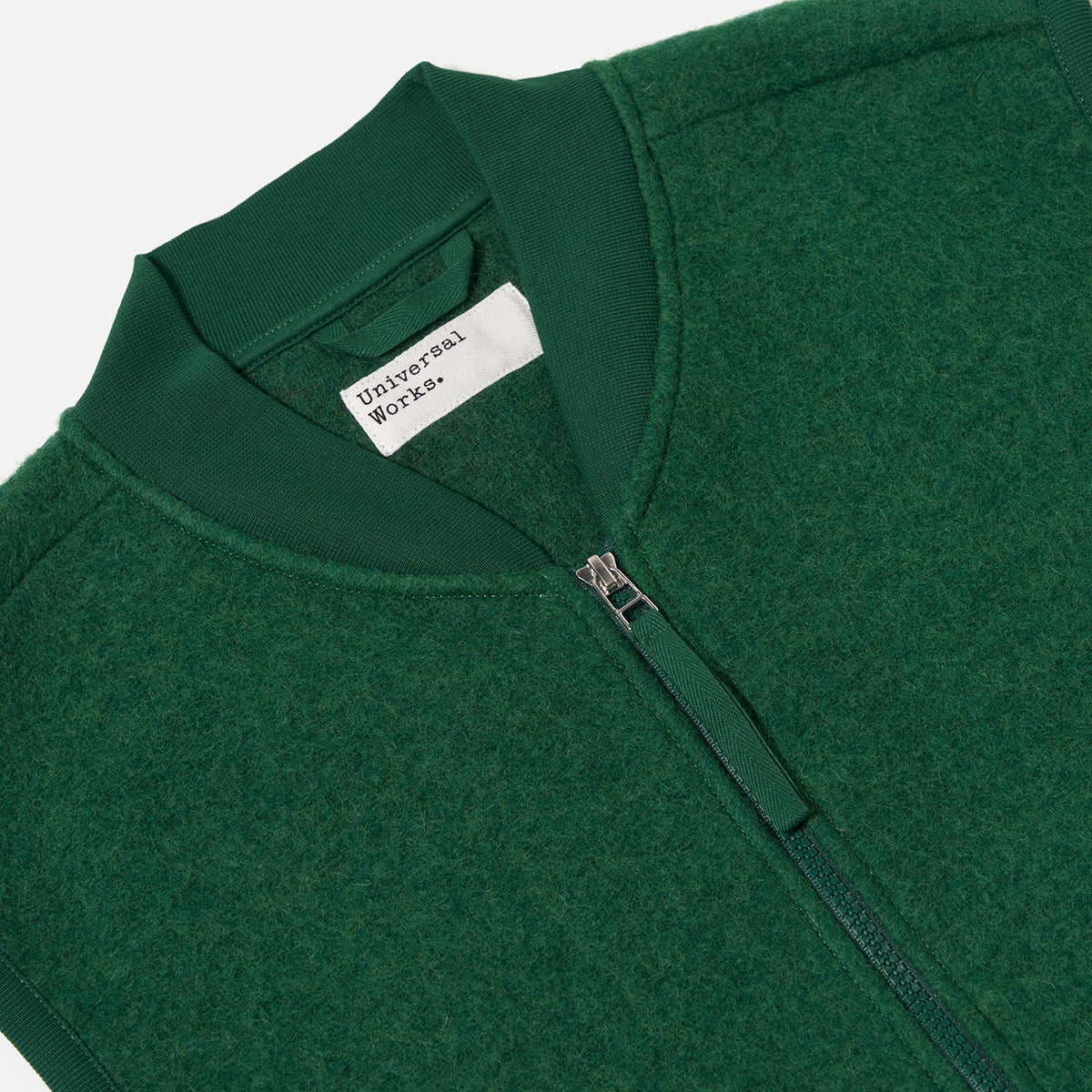Zip Waistcoat - Green Wool Fleece