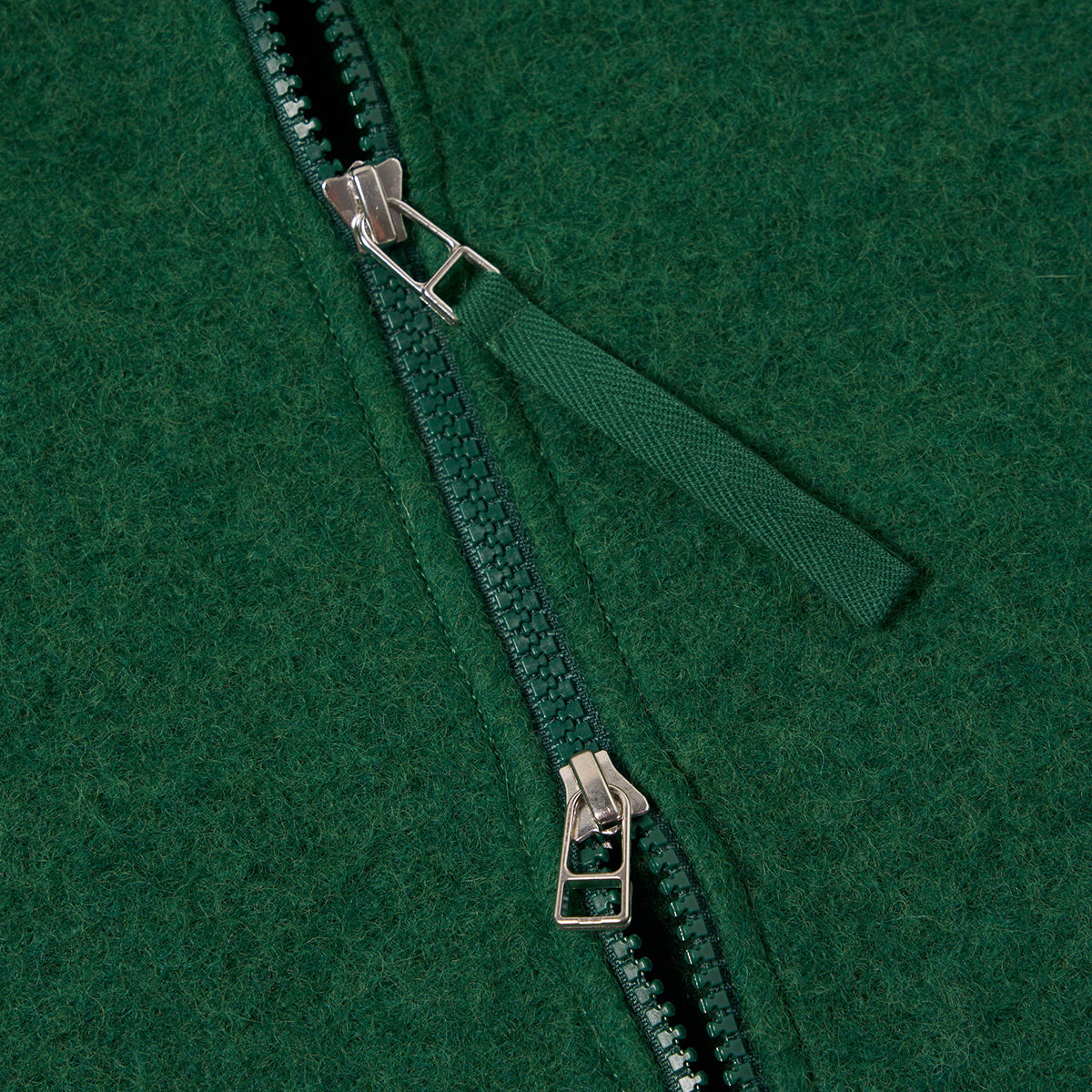Zip Waistcoat - Green Wool Fleece