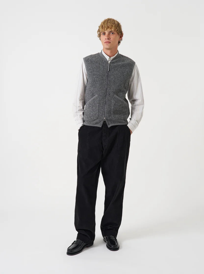 Zip Waistcoat - Grey Marl Wool Fleece