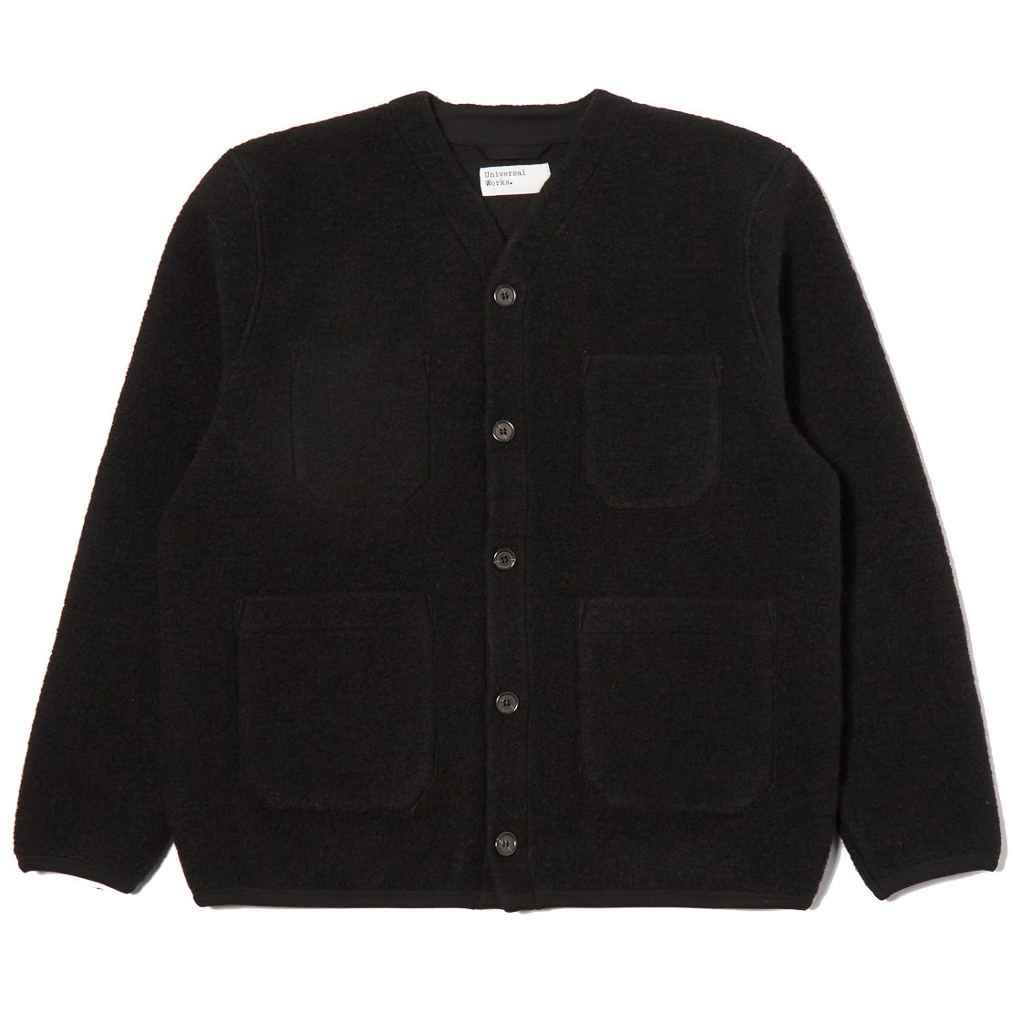 Cardigan - Black Wool Fleece
