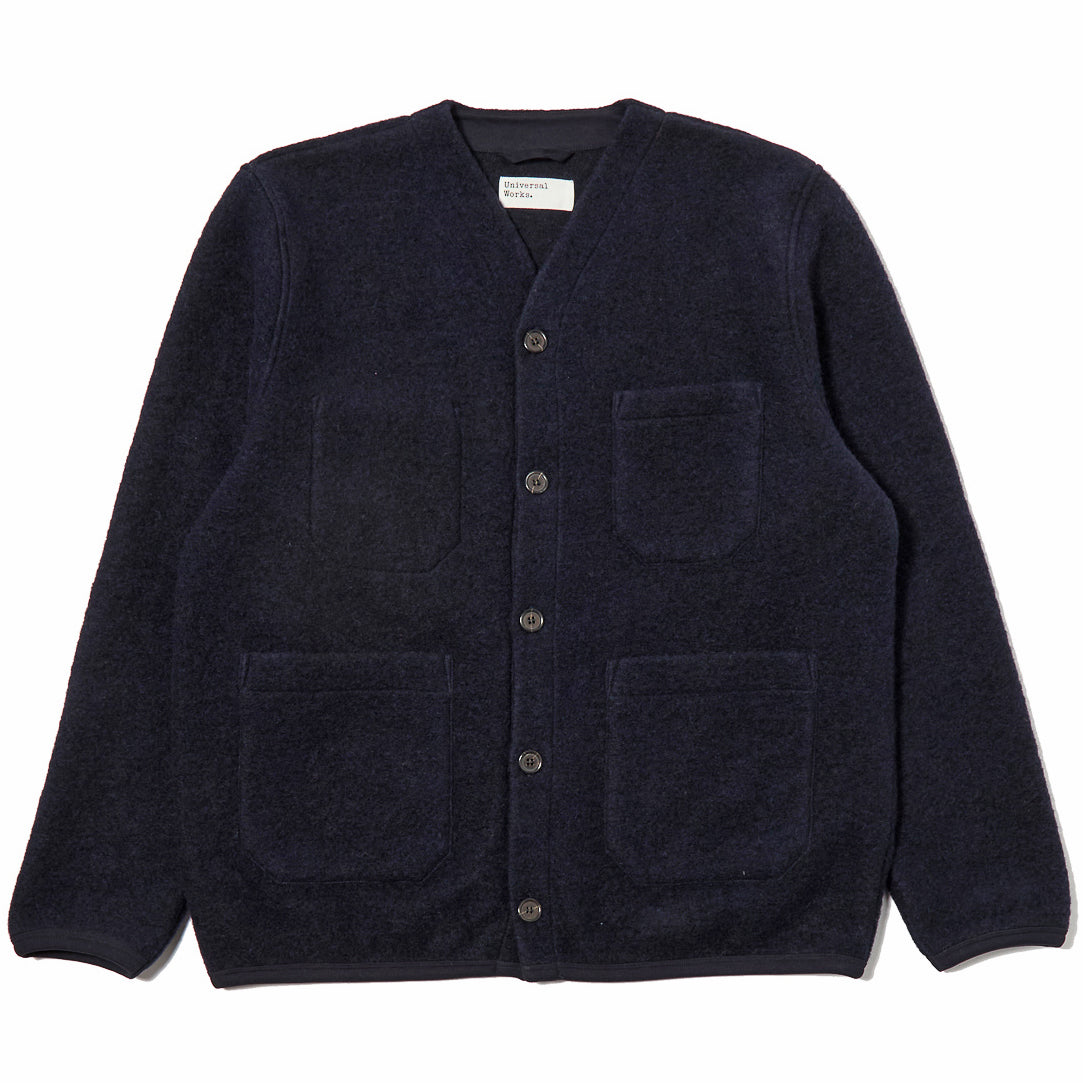 Cardigan - Navy Wool Fleece