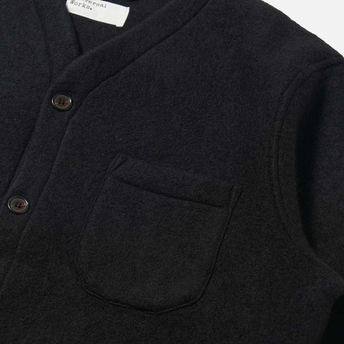 Cardigan - Black Wool Fleece