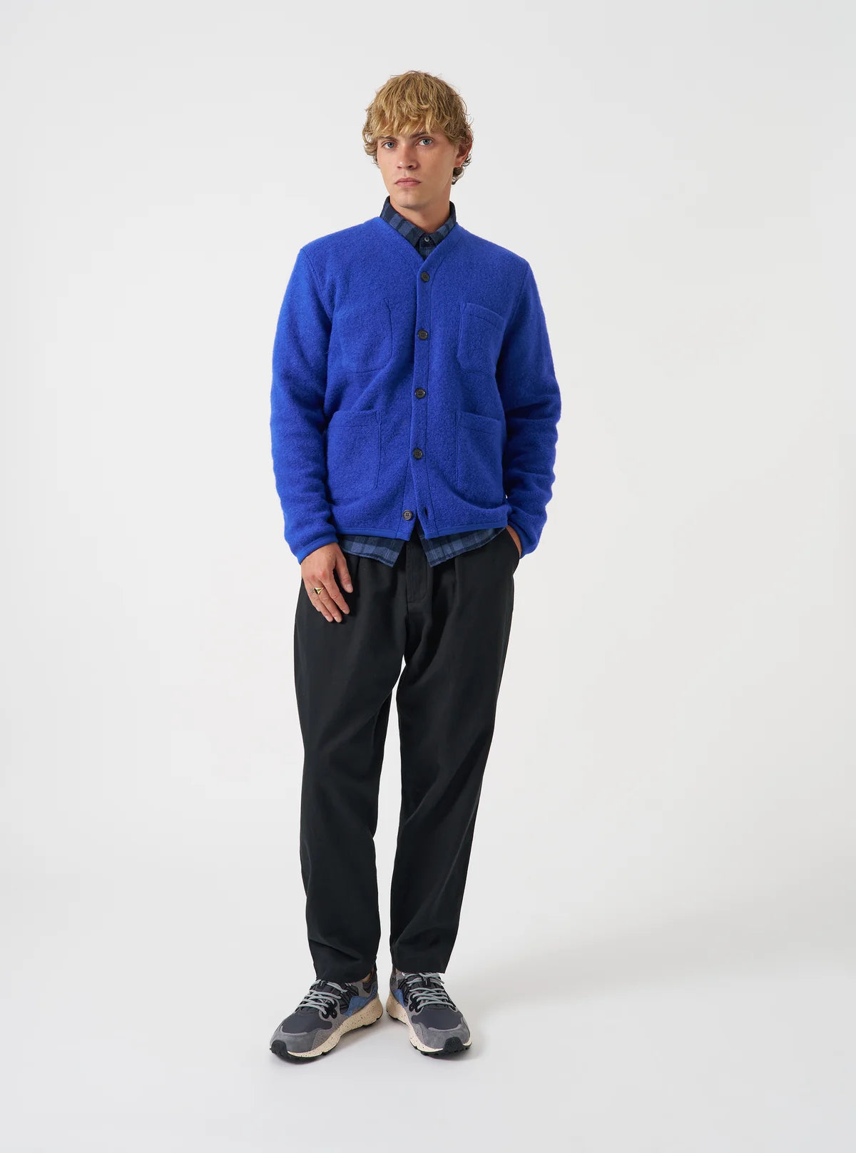Cardigan - Blue Wool Fleece