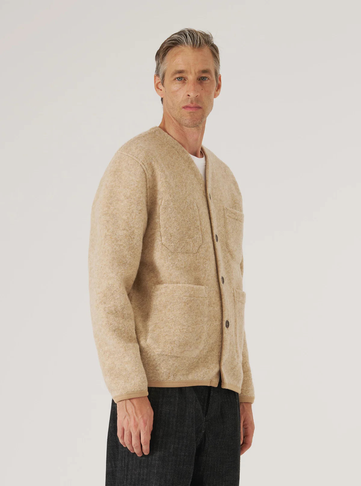 Cardigan - Fawn Wool Fleece