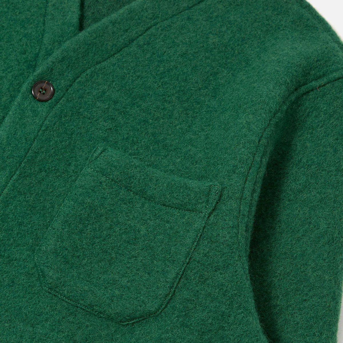Cardigan - Green Wool Fleece