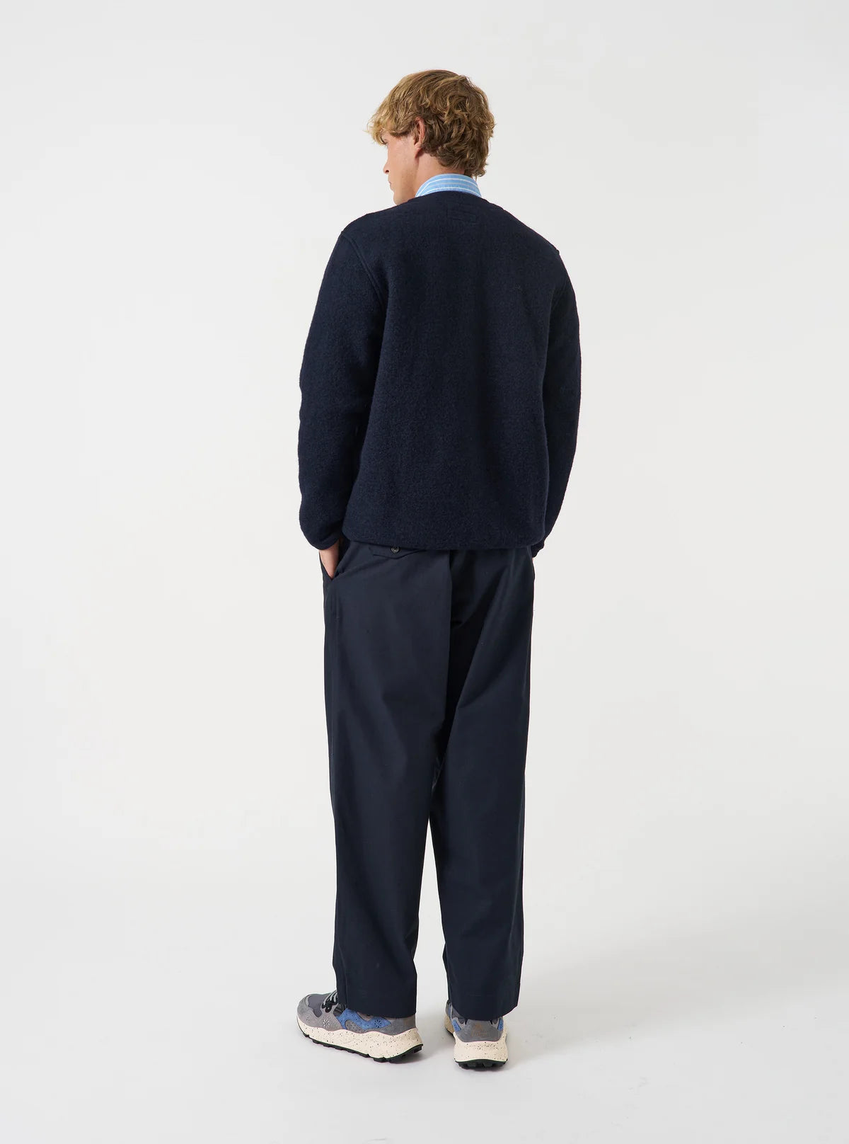 Cardigan - Navy Wool Fleece