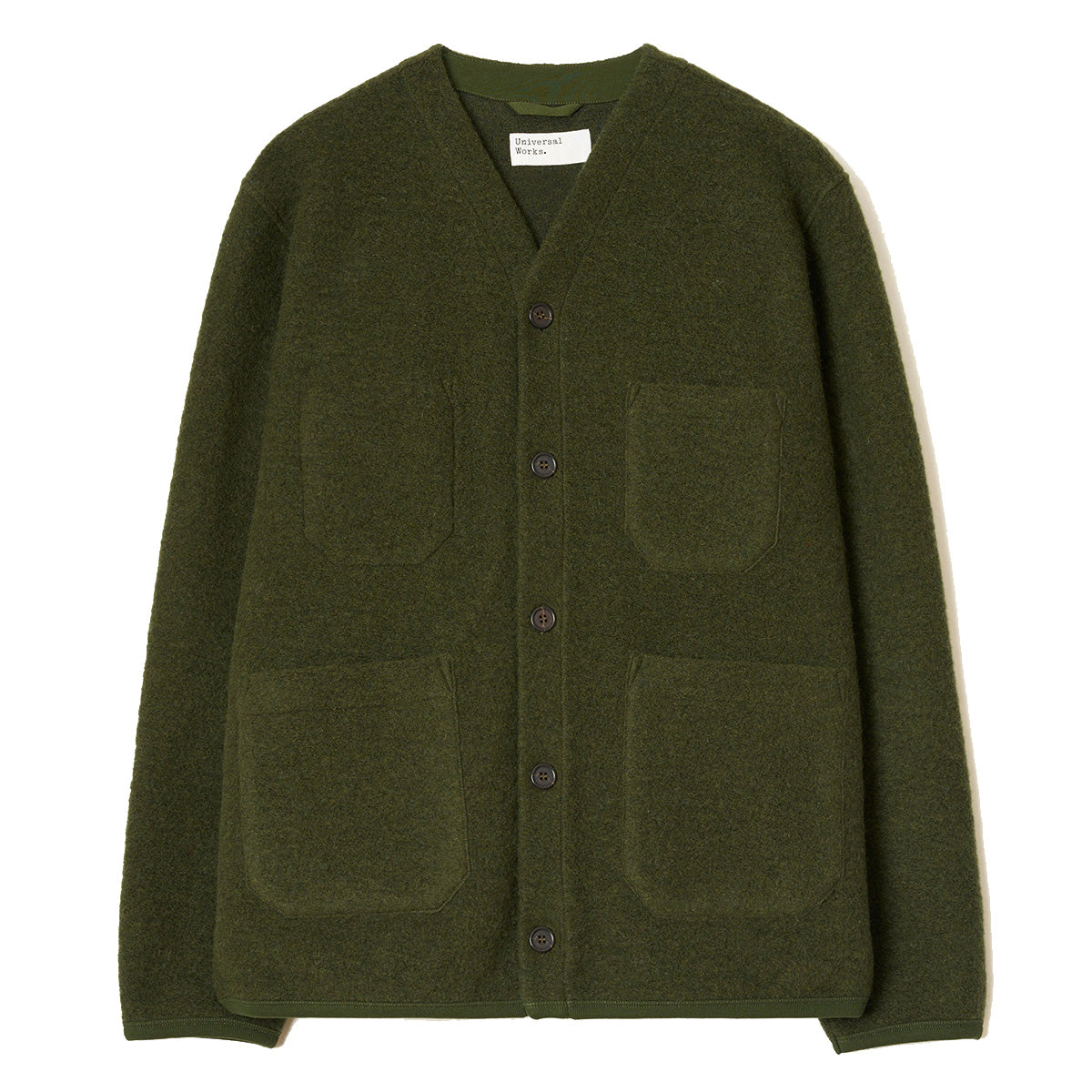 Cardigan - Olive Wool Fleece