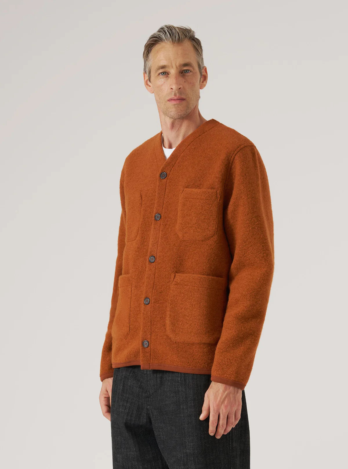 Cardigan - Rust Wool Fleece