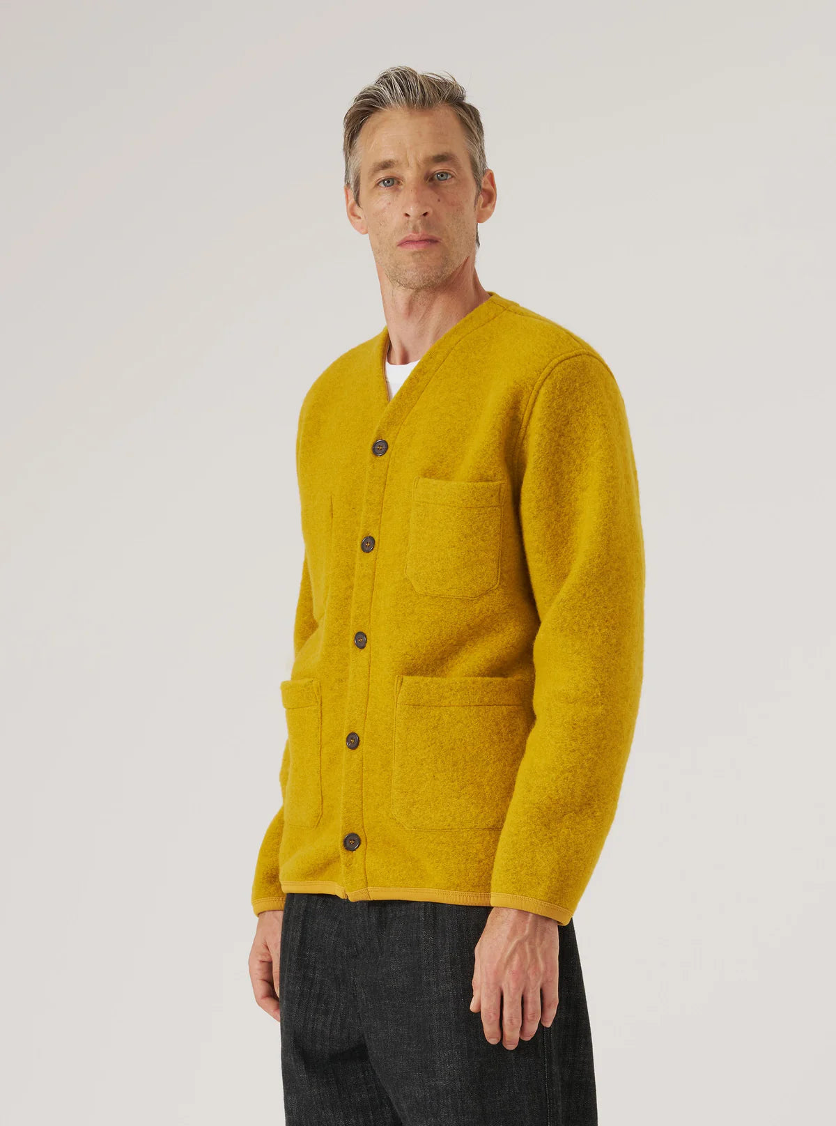 Cardigan - Yellow Wool Fleece
