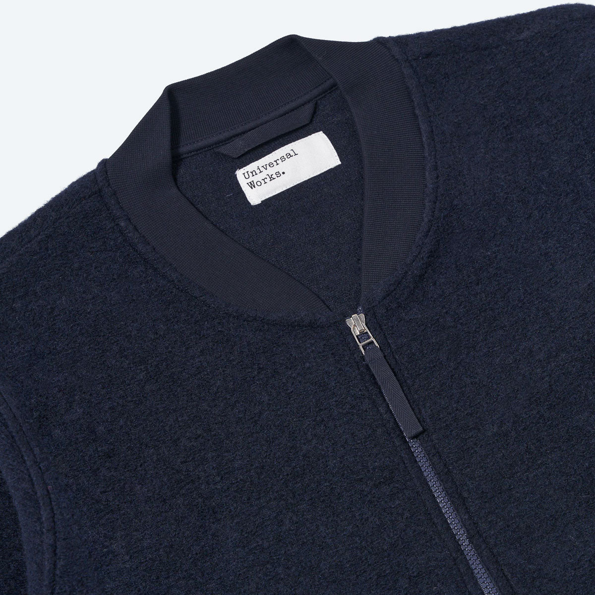 Zip Bomber Jacket - Navy Wool Fleece