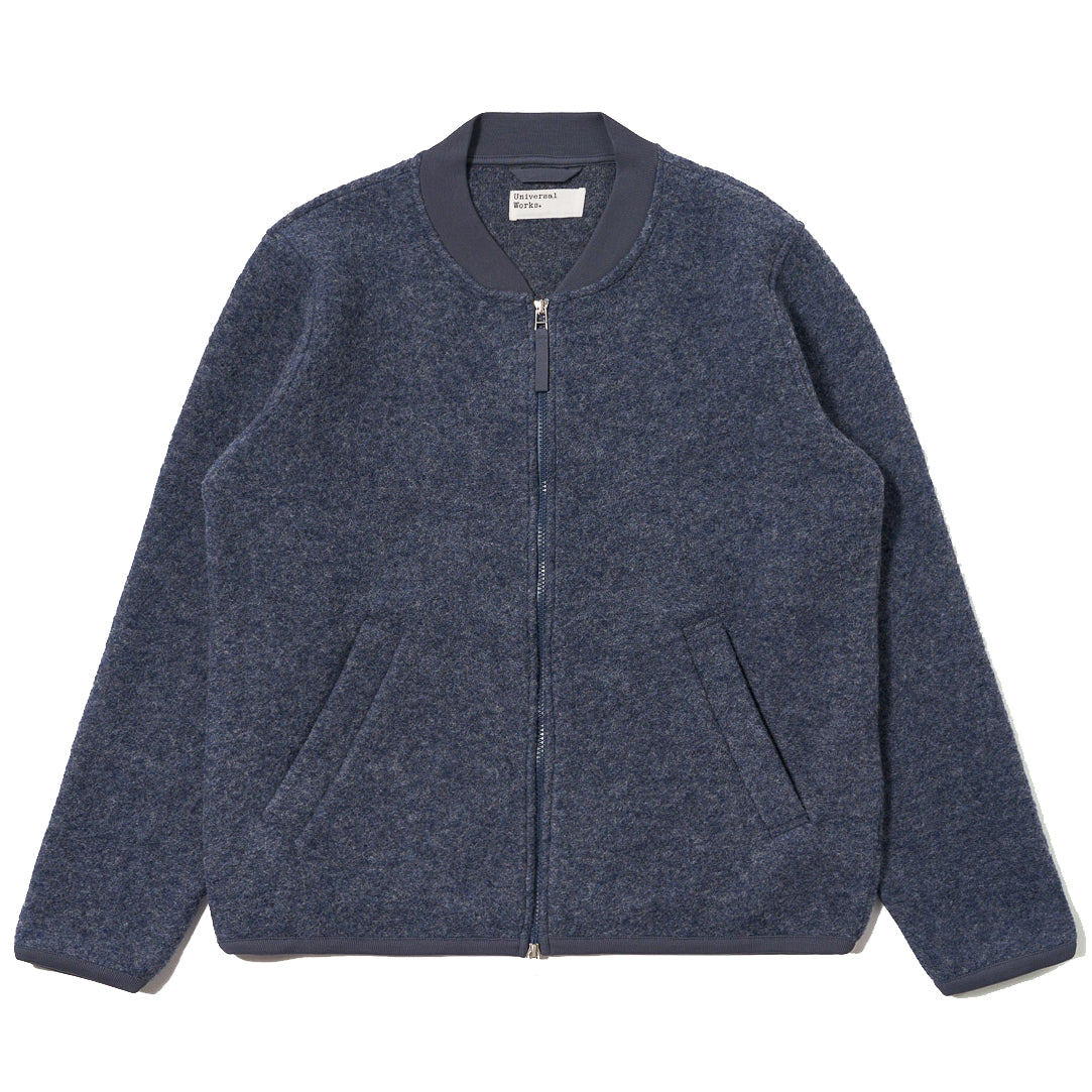 Zip Bomber Jacket - Slate Blue Wool Fleece