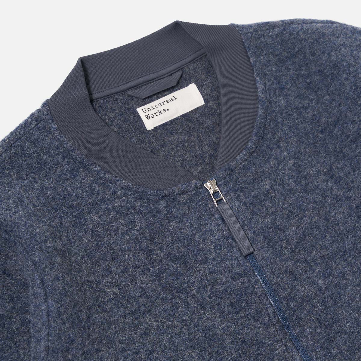 Zip Bomber Jacket - Slate Blue Wool Fleece