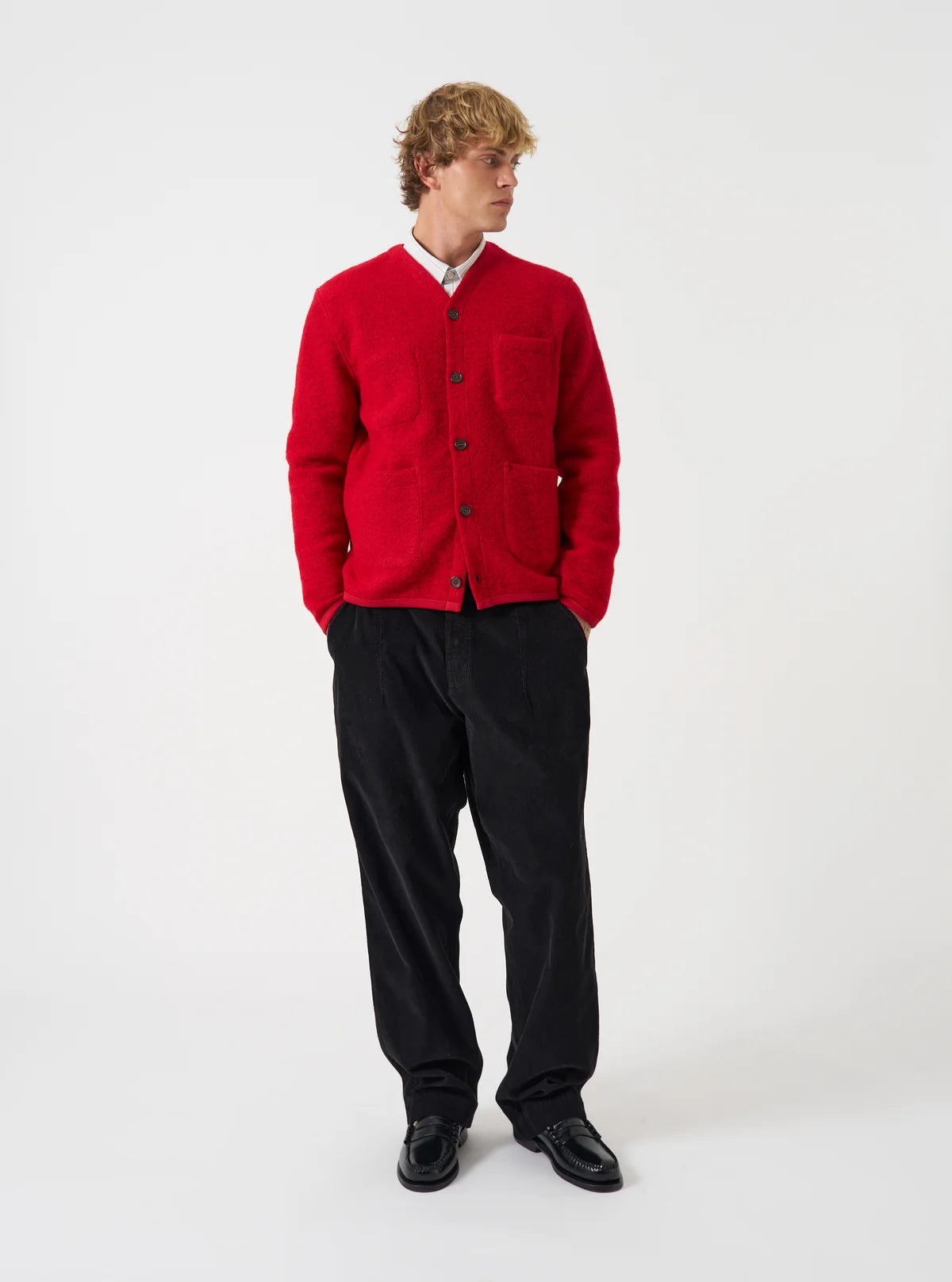 Cardigan - Scarlet Wool Fleece