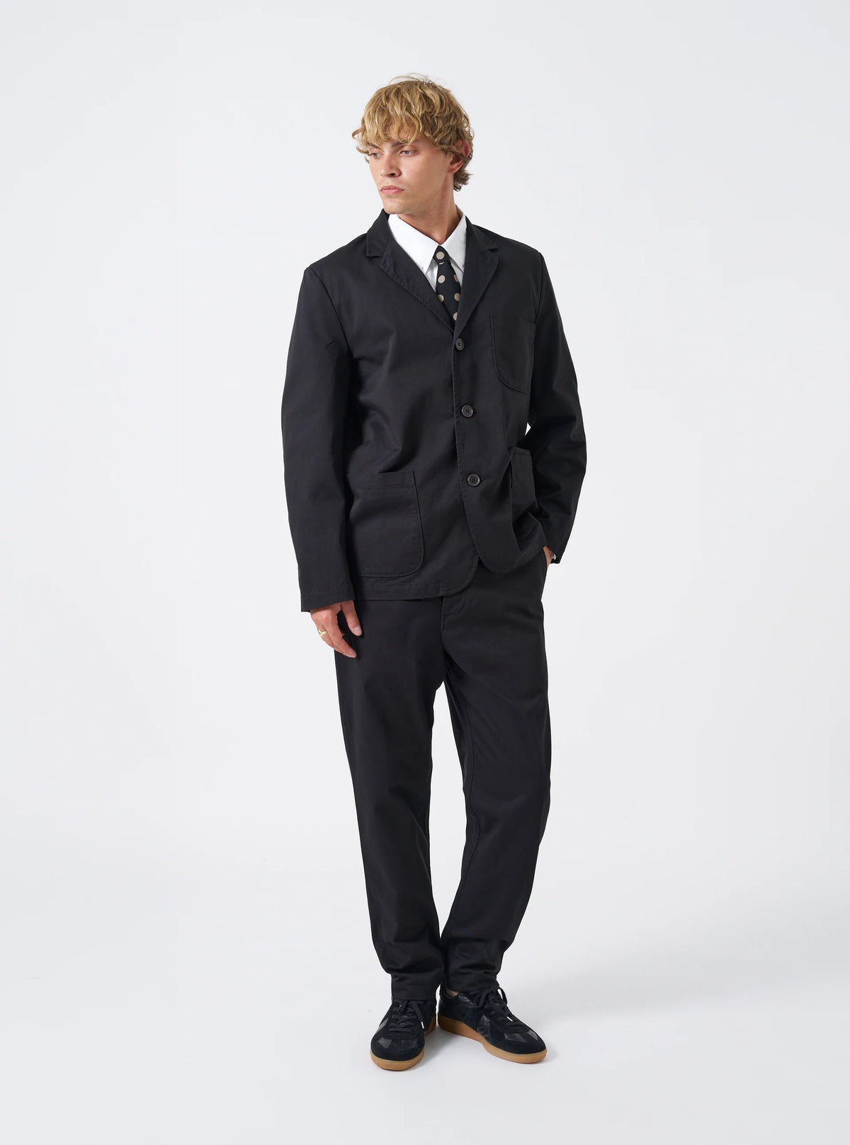 Three Button Jacket - Black Twill