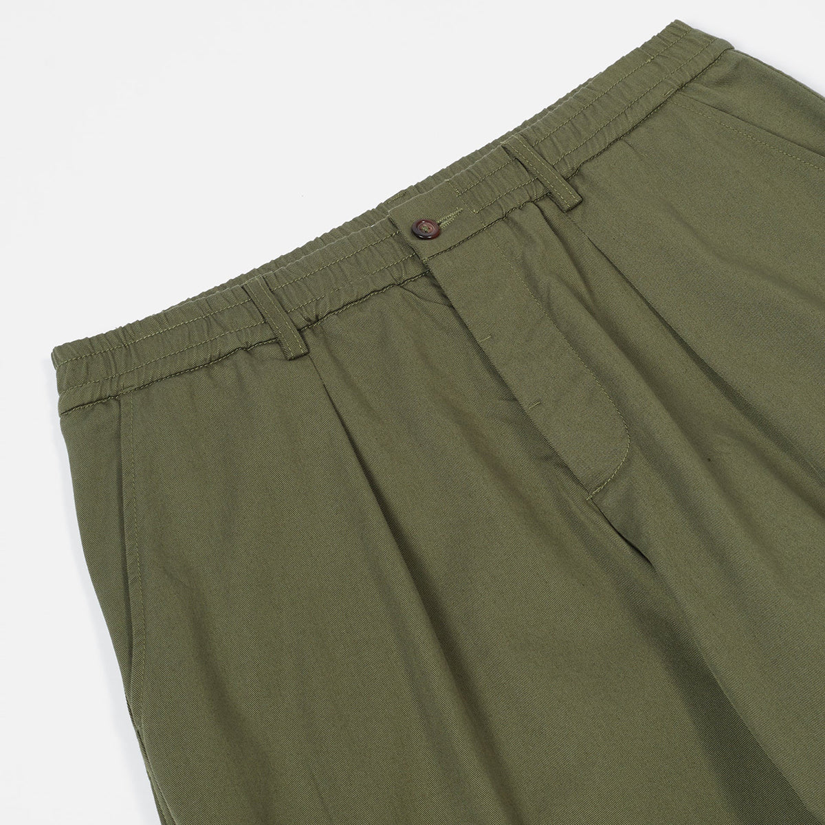 Pleated Track Pant - Light Olive Twill