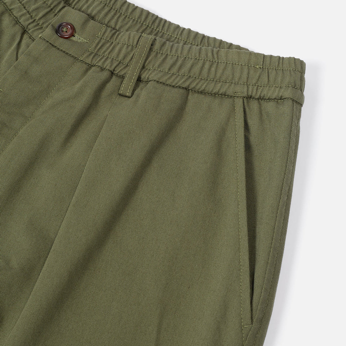 Pleated Track Pant - Light Olive Twill