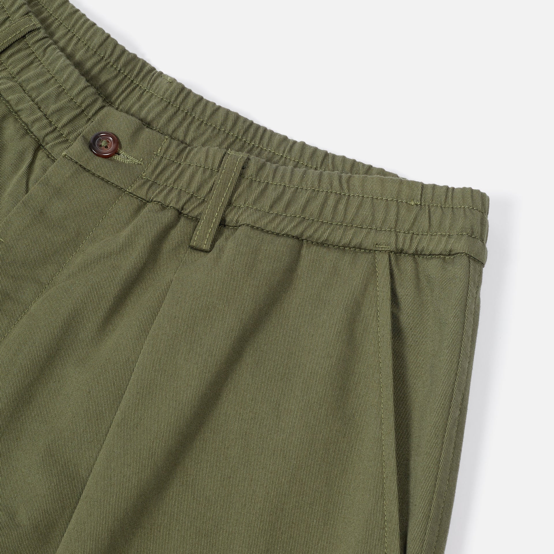 Pleated Track Pant - Light Olive Twill