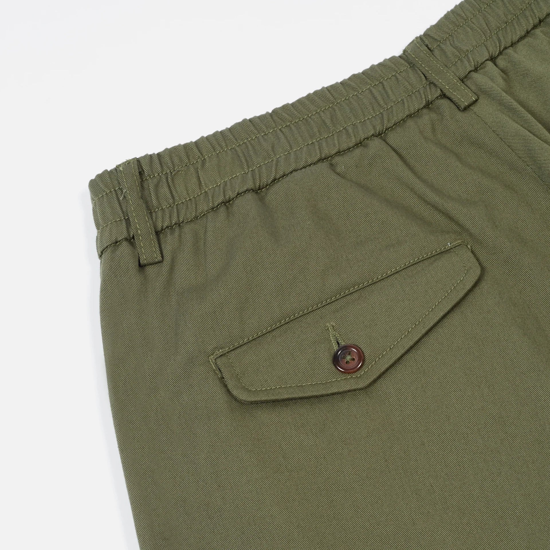 Pleated Track Pant - Light Olive Twill