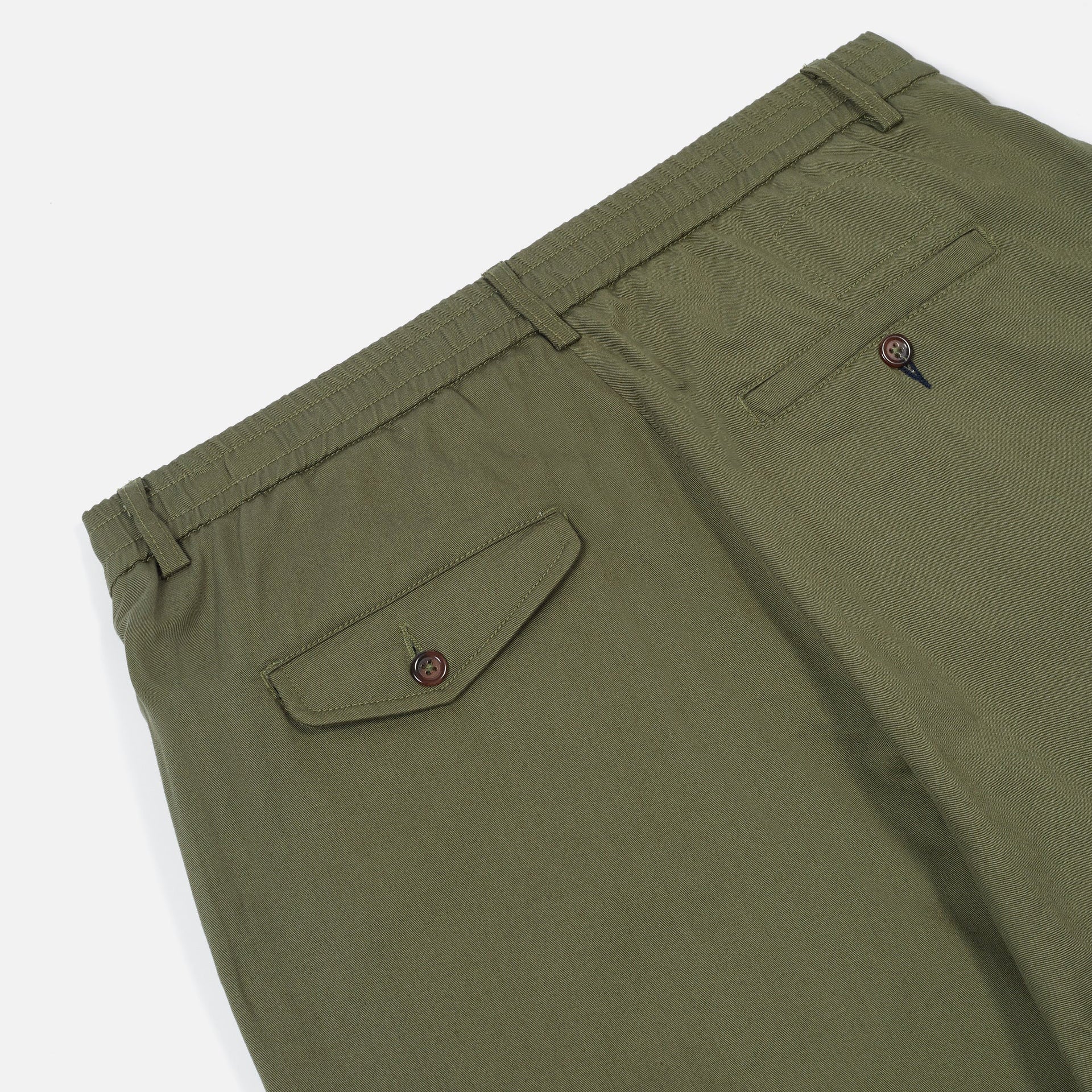 Pleated Track Pant - Light Olive Twill