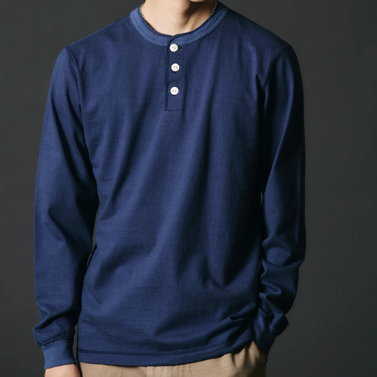 Standard Cozun Henley LS T-Shirt - Navy