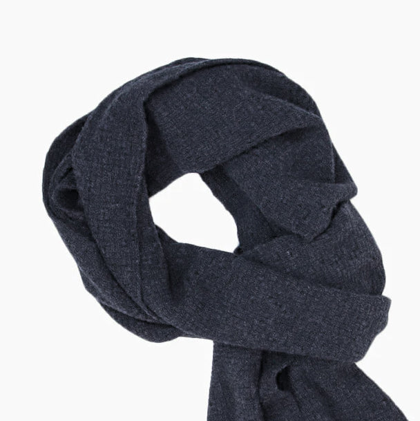 Basket Weave Wool & Cashmere Scarf - Charcoal