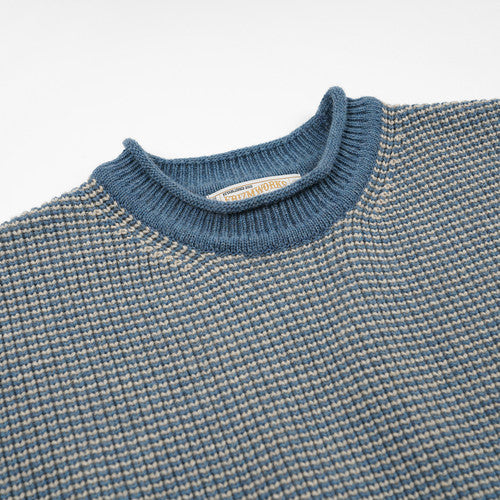 Rollneck Ringer Knit - Blue