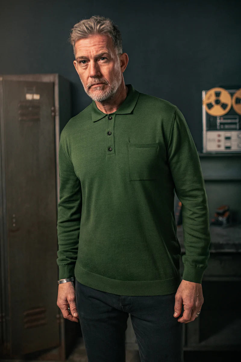 Cedar Knitted Polo - Green
