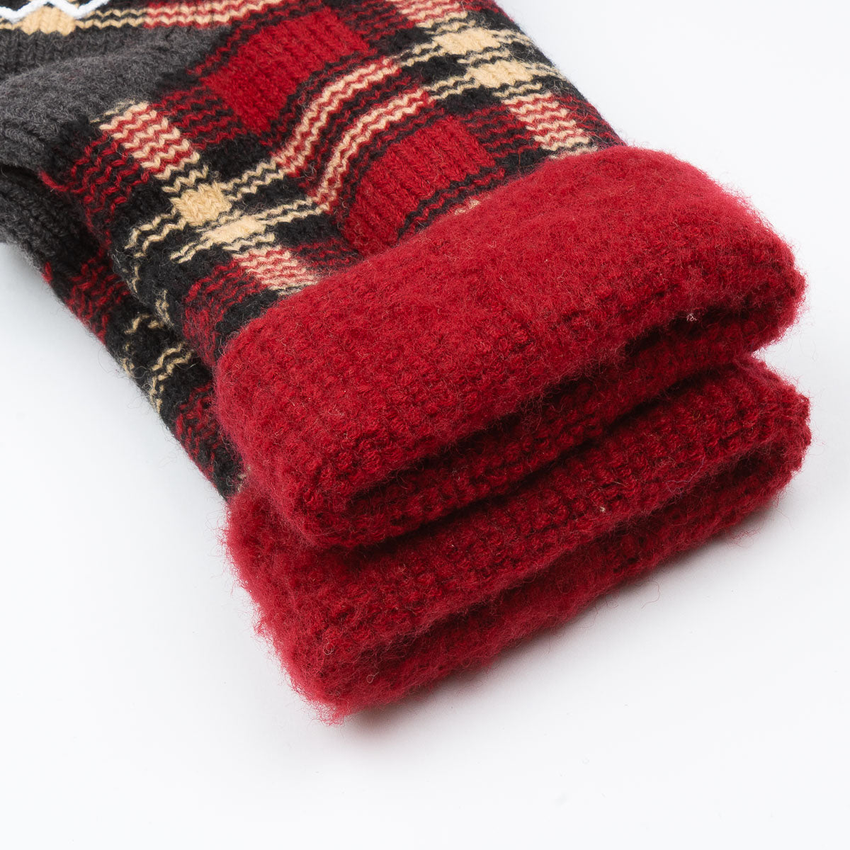 Comfy Room Socks - D.Red/Black Check