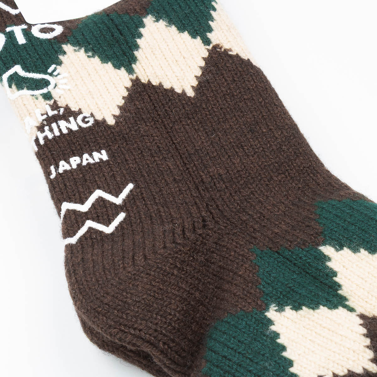 Comfy Room Socks - D.Green/Brown Diamond