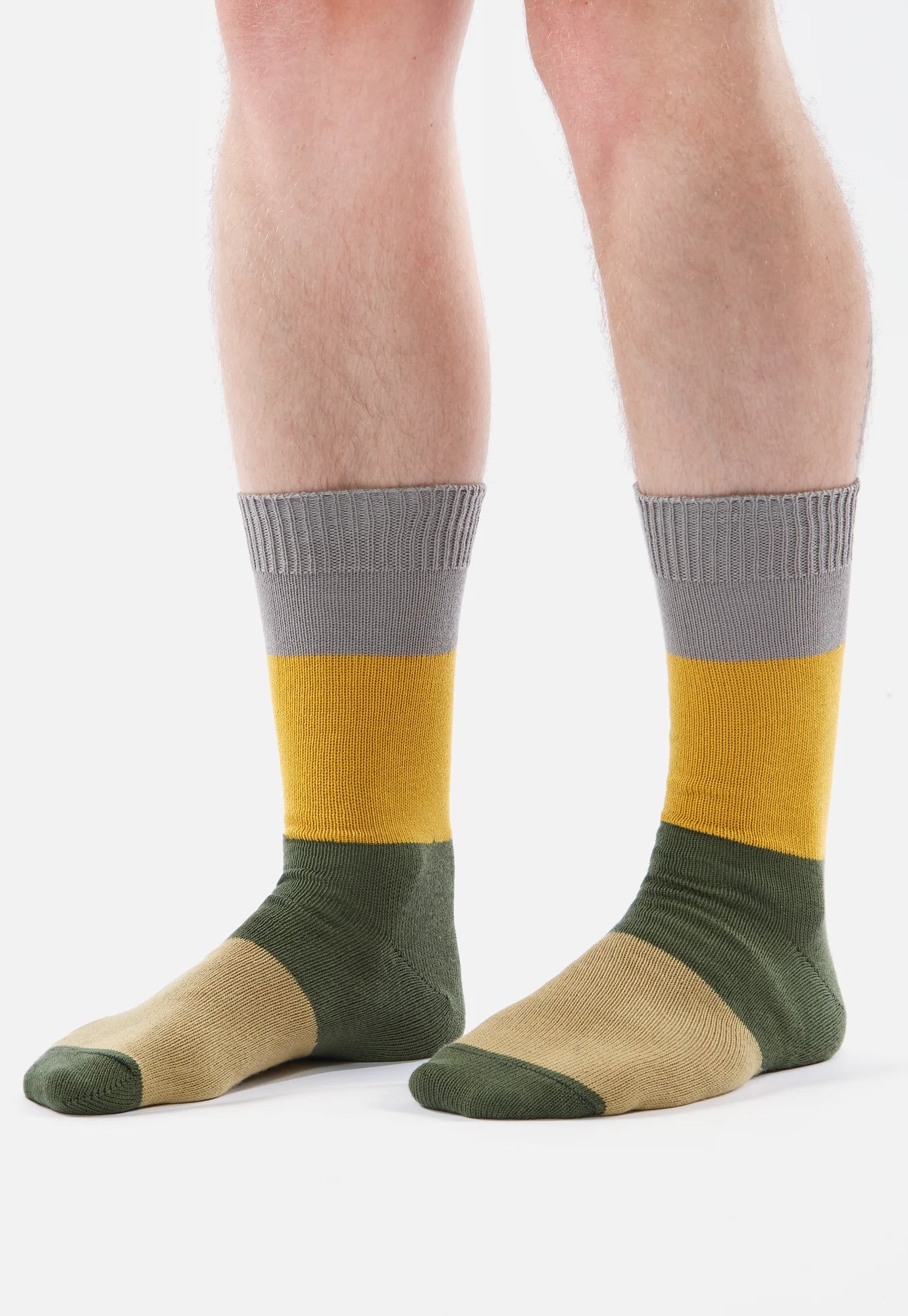 Bold Stripe Sock - Grey/Gold Cotton