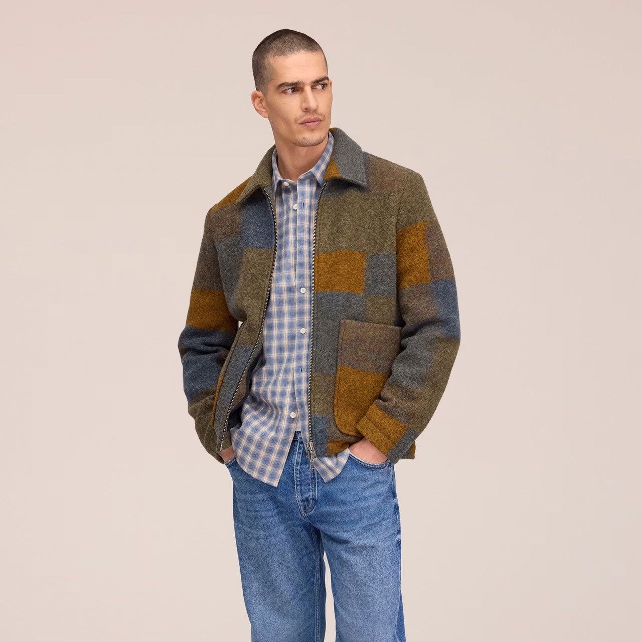 Gael Wool Jacket - Brown Check