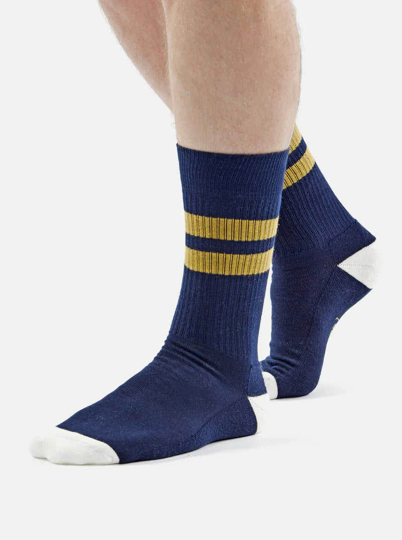 Sport Sock - Navy/Yellow Cotton Rib