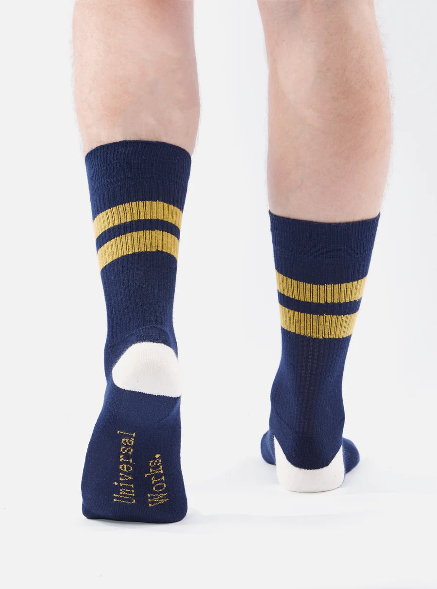 Sport Sock - Navy/Yellow Cotton Rib