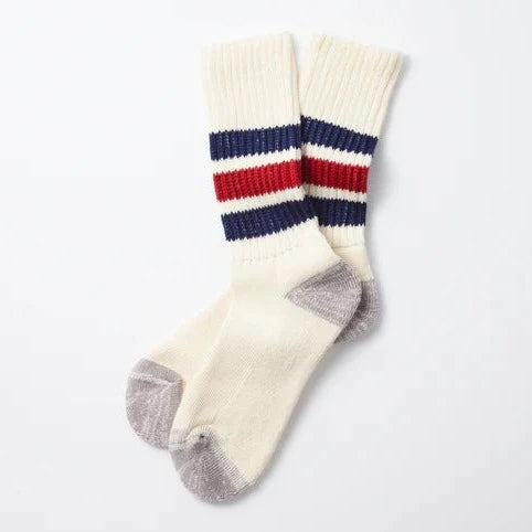 Coarse Ribbed Oldschool Socks - Navy/Red