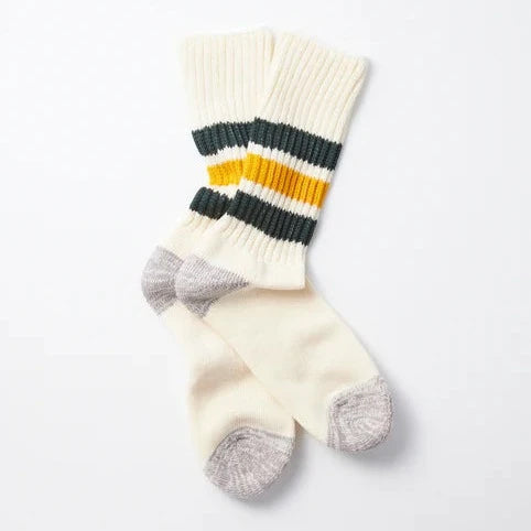 Coarse Ribbed Oldschool Socks - Green/Yellow