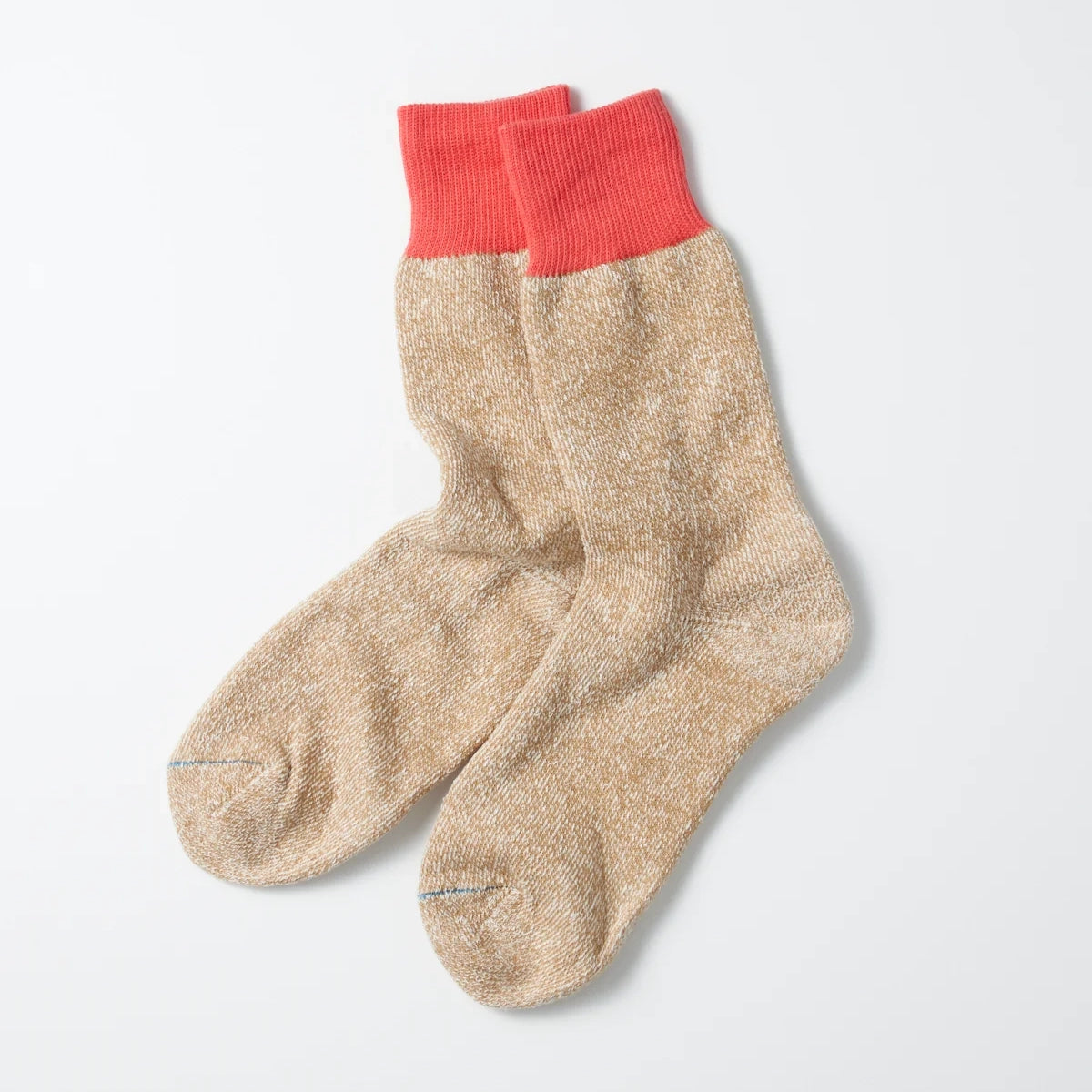 Double Face Crew Silk/Cotton Sock - Bittersweet/Beige