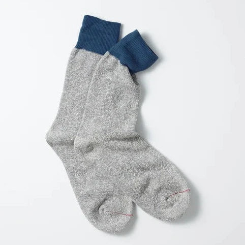 Double Face Crew Socks - Blue/Grey